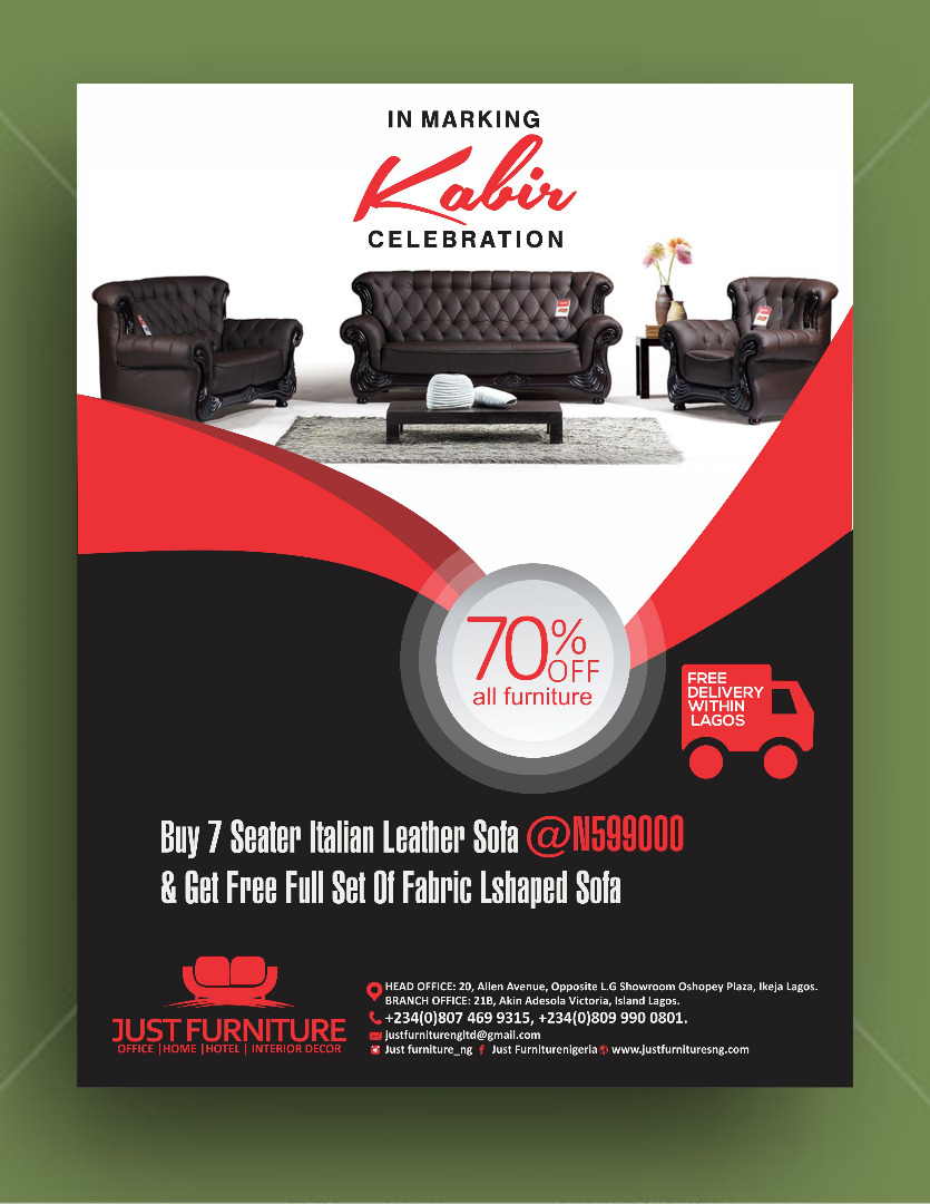 Free sofa give away by Just Furniture this season