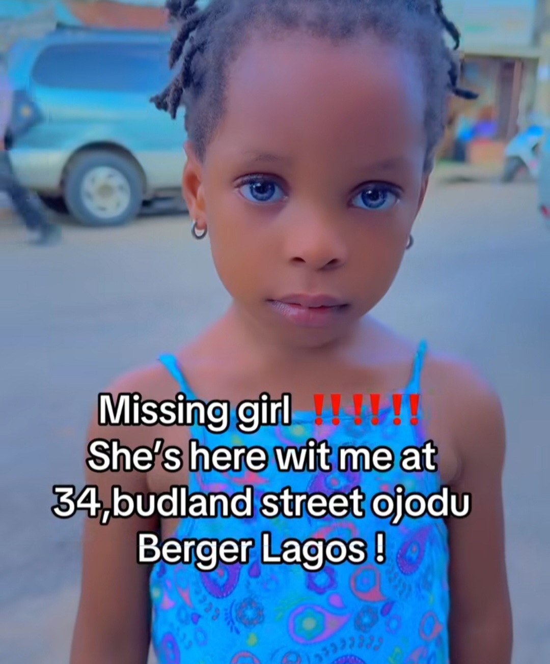 Missing little girl found wandering in Berger after trekking all the way from Ogba as online video helps family identify her (video)