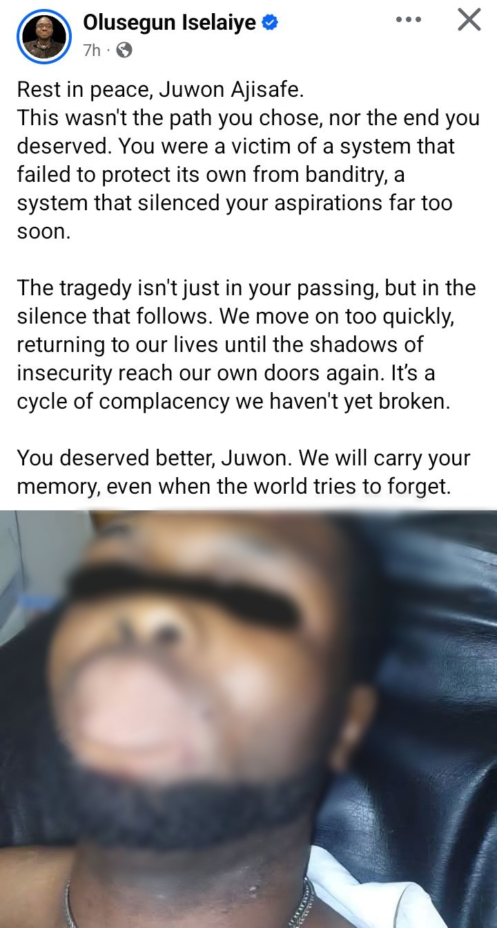 "This wasn't the end you deserved" - Man mourns youth k!lled by bandits in Kogi