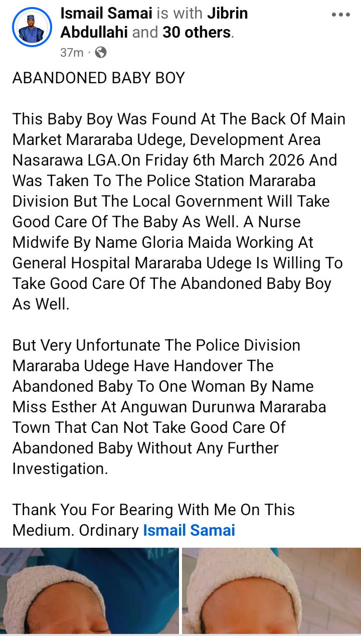 Abandoned baby boy found in Nasarawa community