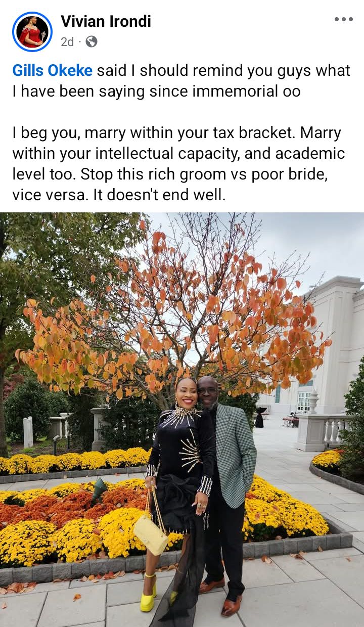 Marry within your tax bracket. This rich groom vs poor bride doesn't end well - Nigerian World Bank staff says