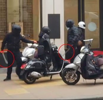 Machete-wielding motorcycle gang carry out the most brazen theft in Britain as they smash into a luxury watch shop in broad daylight.