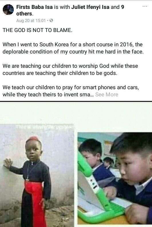 "We teach our kids how to speak in tongues while they teach theirs to invent smart phones, cars"- Nigerian Lawyer writes on visit to South Korea