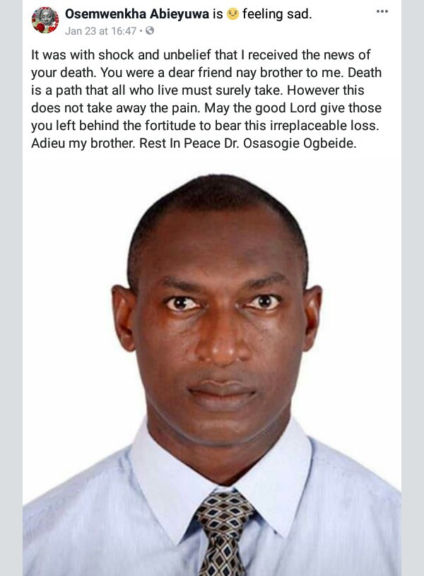 Photo of UBTH medical doctor who was found dead in a hotel