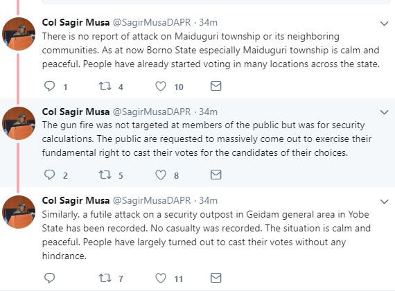 There is no report of attack on Maiduguri, the heavy explosions and sporadic gunfire in this morning are mere drills - Nigerian Army