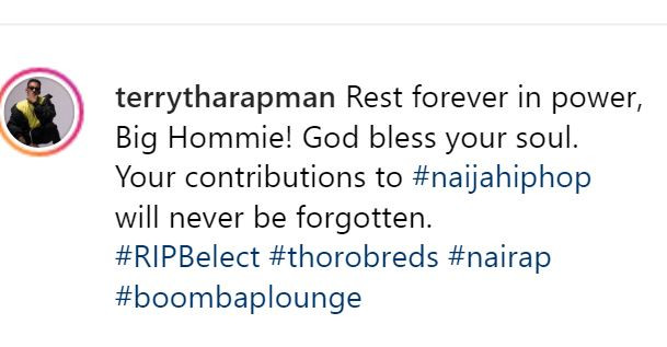 Ruggedman, Illbliss, Hotyce others mourn the death of veteran Nigerian rapper,?B-Elect of Da Thoroughbreds