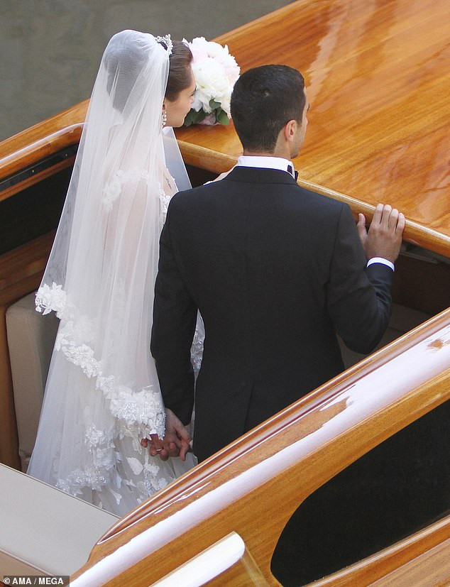  Arsenal football star, Henrikh Mkhitaryan and his bride?board water taxi to their wedding reception in Venice (Photos)