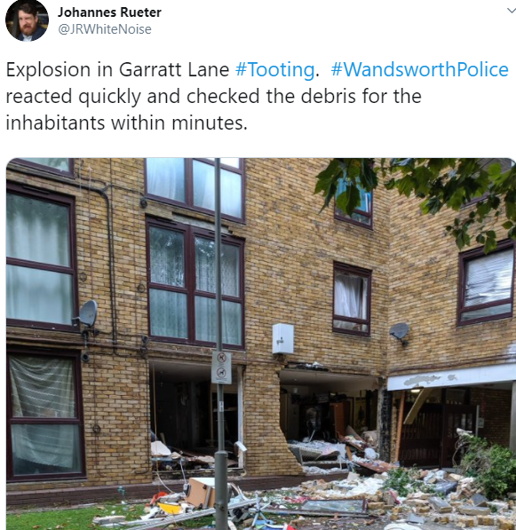 Three people injured after flat "explodes" in south London