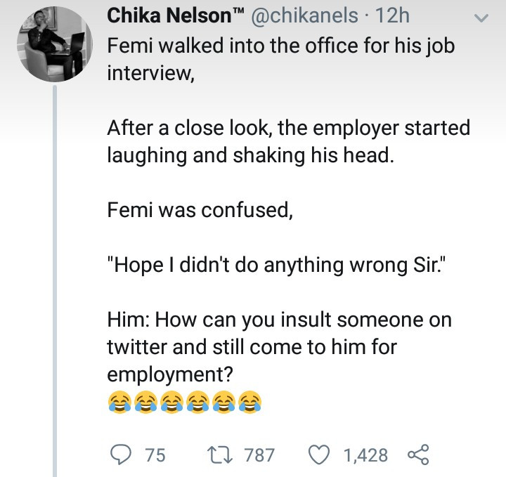 Twitter stories: Man finds out during interview that his prospective employer is someone he insulted on Twitter