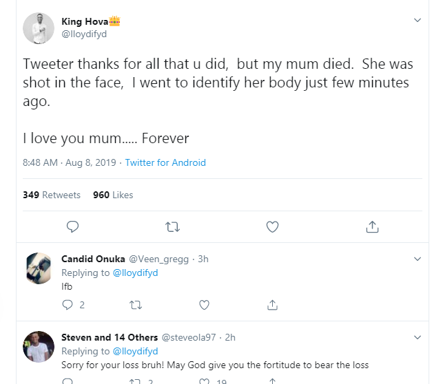 Nigerian man shares news of kidnapped mum