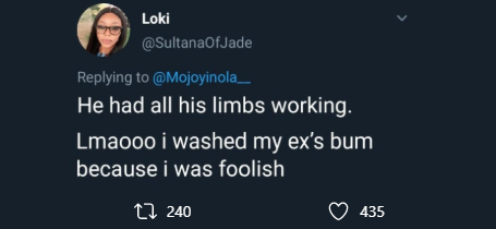 Nigerian lady recounts how foolishness made her wash her boyfriend