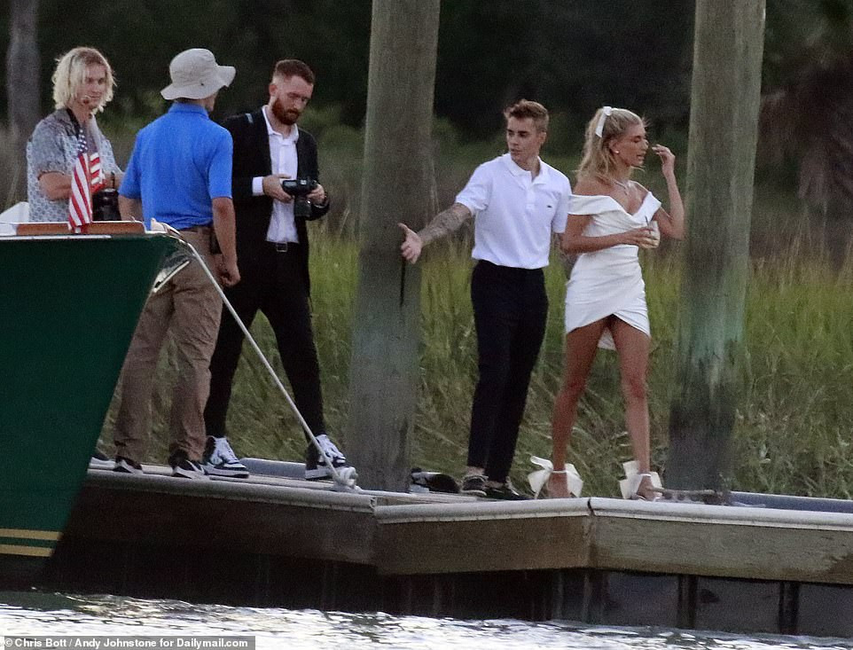 Justin Bieber?and Hailey Baldwin pictured together as they arrive South Carolina for their wedding rehearsal dinner (Photos)