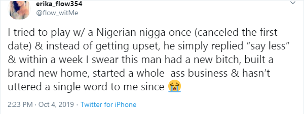 American lady narrates how she got humbled by a Nigerian man while 
