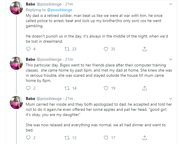 Nigerian lady narrates how her father macheted her sister for coming home late 