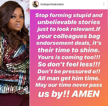 Image result for Stop forming stupid and unbelievable stories just to look relevant- Funke Akindele advises celebrities    ,   photos