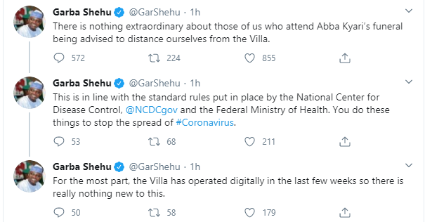 There's nothing extraordinary telling those who attended Abba Kyari?s funeral to distance themselves from the Presidential Villa - Garba Shehu lindaikejisblog 1