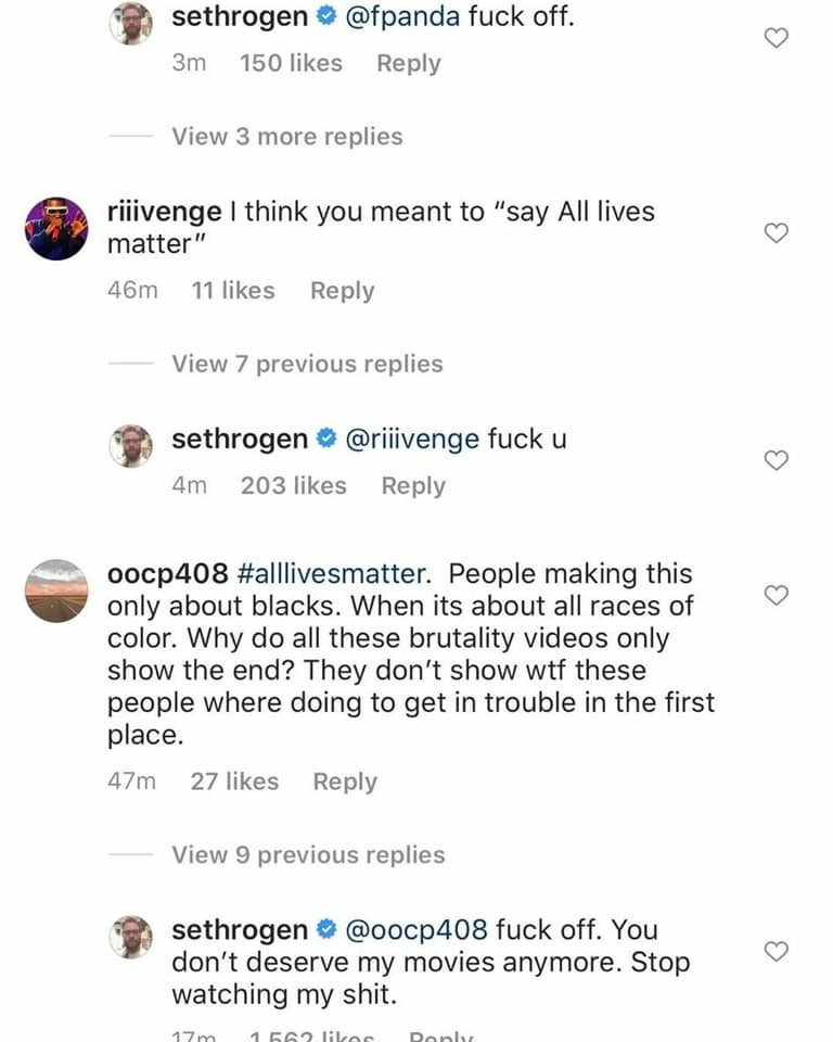 Actor Seth Rogen says "F*CK OFF"  to Instagram followers who had issues with his ?Black Lives Matter? post