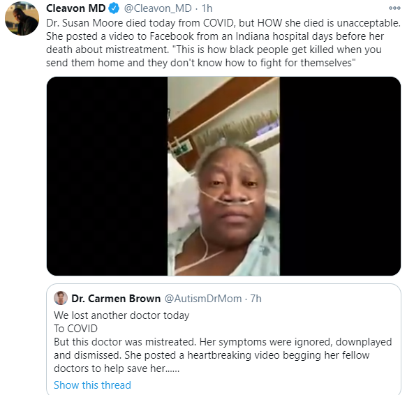Doctor dies of Covid-19 days after releasing video to claim she was being mistreated by medics because of the colour of her skin