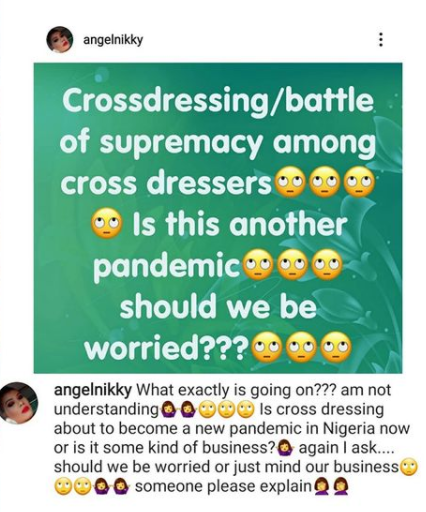"Is crossdressing about to become a pandemic in Nigeria?"- Actress Nkiru Umeh asks