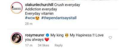 Actress Rosy Meurer and her hubby, Olakunle Churchill, gush about themselves on IG