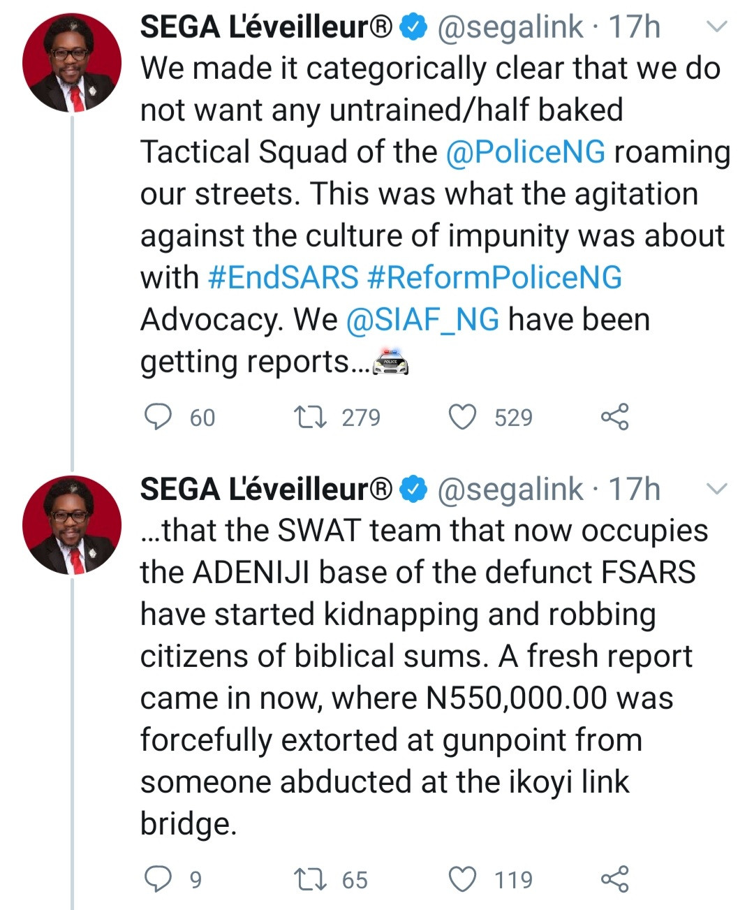 SWAT team accused of extorting N550,000 from a civilian at gunpoint at the Ikoyi Link Bridge