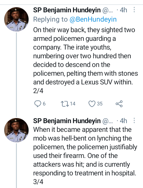 One shot as irate youths allegedly attempt to lynch policemen in Lagos 