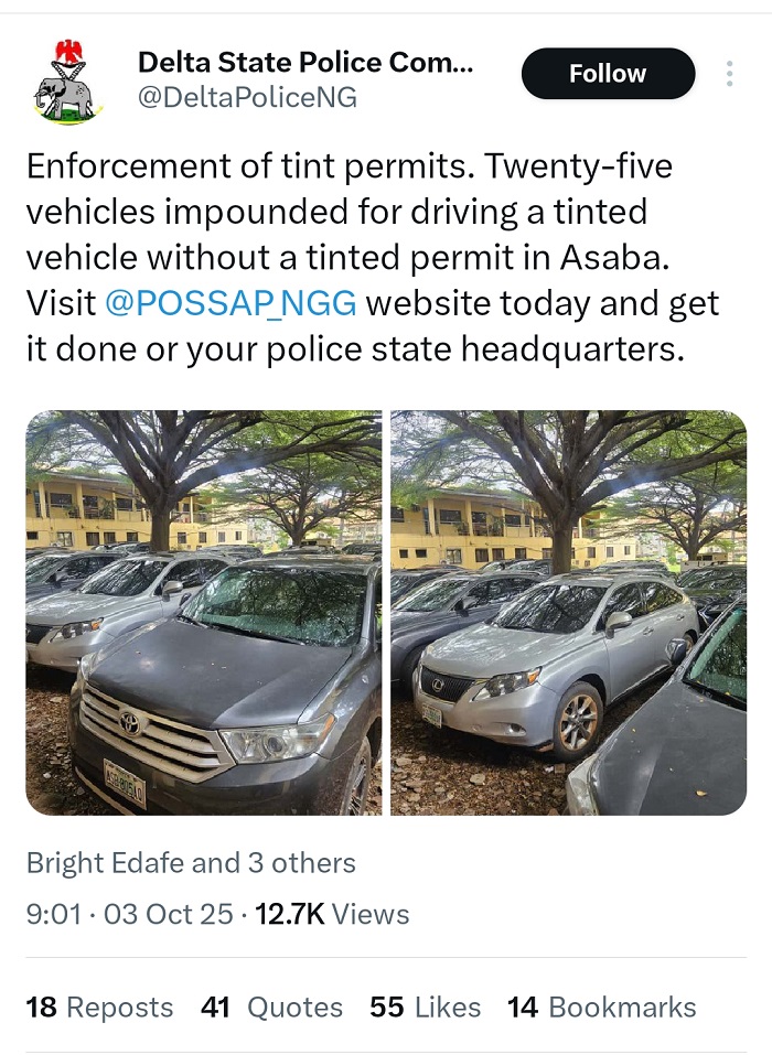 Delta police impound 25 vehicles amid enforcement of tinted glass permit