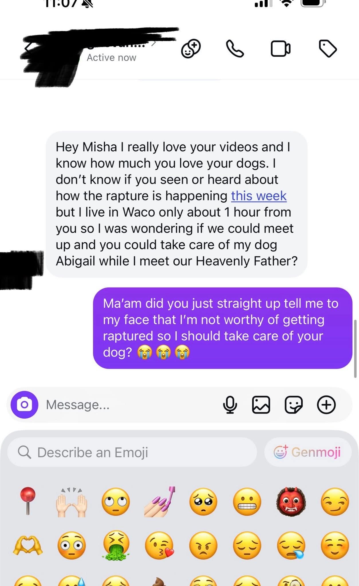 Man shares message a woman sent begging him to look after her dog when she