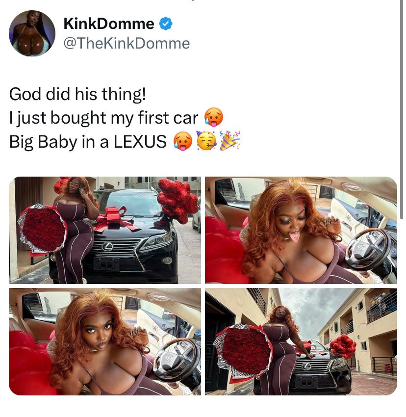 God did his thing - Popular Nigerian p0rn star and dominatrix Mary Godwin Akpan a.k.a Kinkchic says as she shows off her new whip