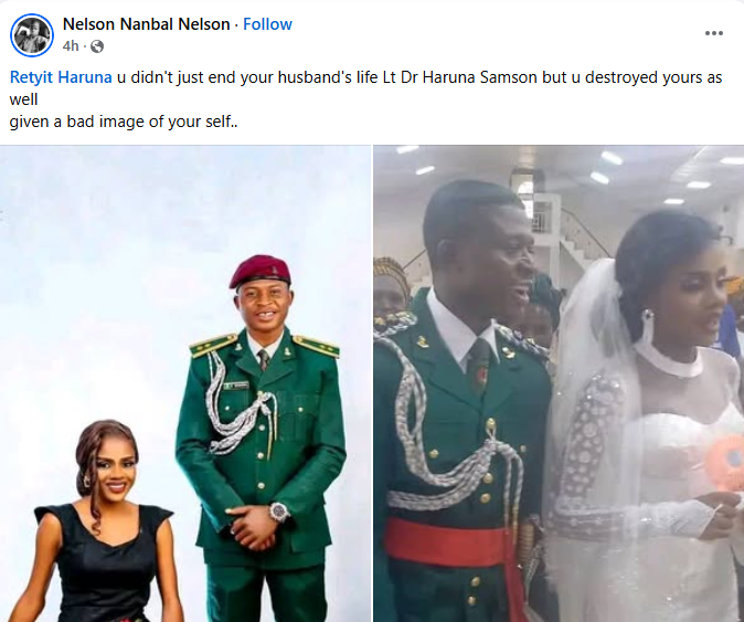Photos from April 2025 wedding of Nigerian Army doctor who d!ed after his wife allegedly set him ablaze