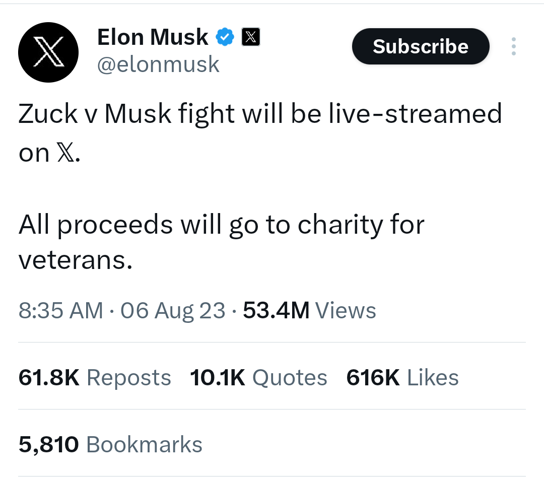 Elon Musk reveals where his cage fight with Mark Zuckerberg fight will be streamed