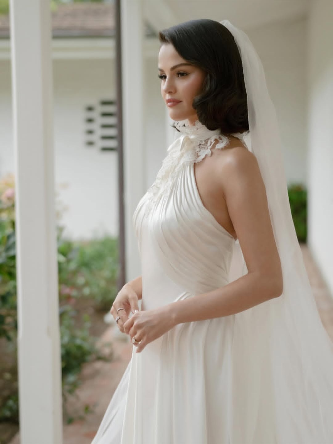 Actress, Selena Gomez shares new photos displaying the three wedding dresses she wore as she married Benny Blanco
