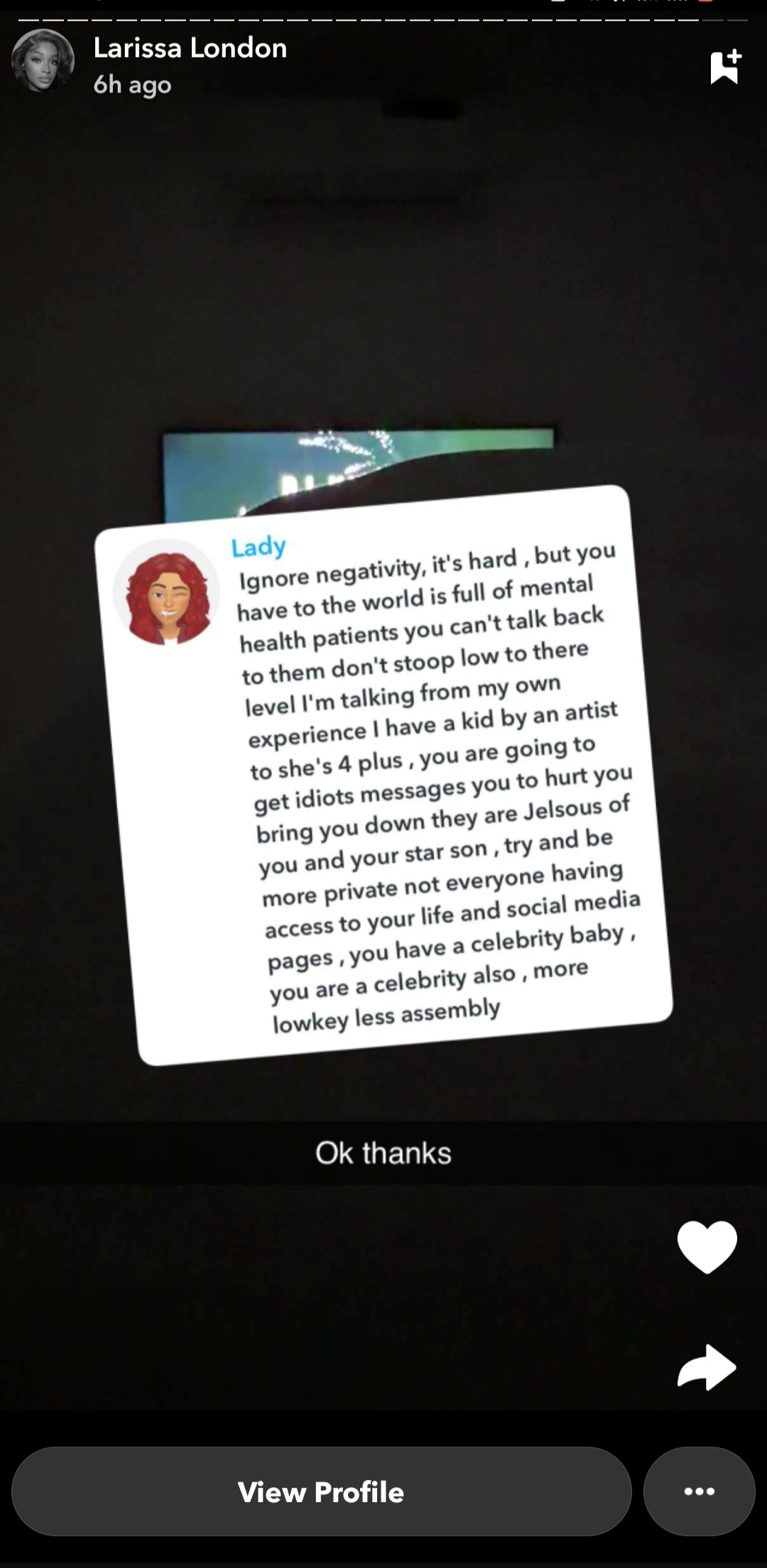 "I'm giving him hell over here" Larissa London replies after being told to be kinder to her baby daddy Davido