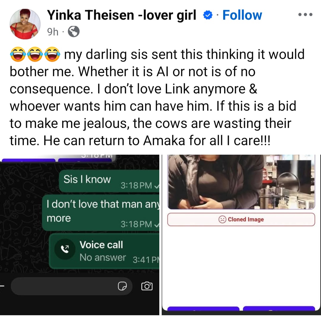 Yinka Theisen spirals out of control as she calls out ex-fiance Linc Edochie and the woman who allegedly has his attention