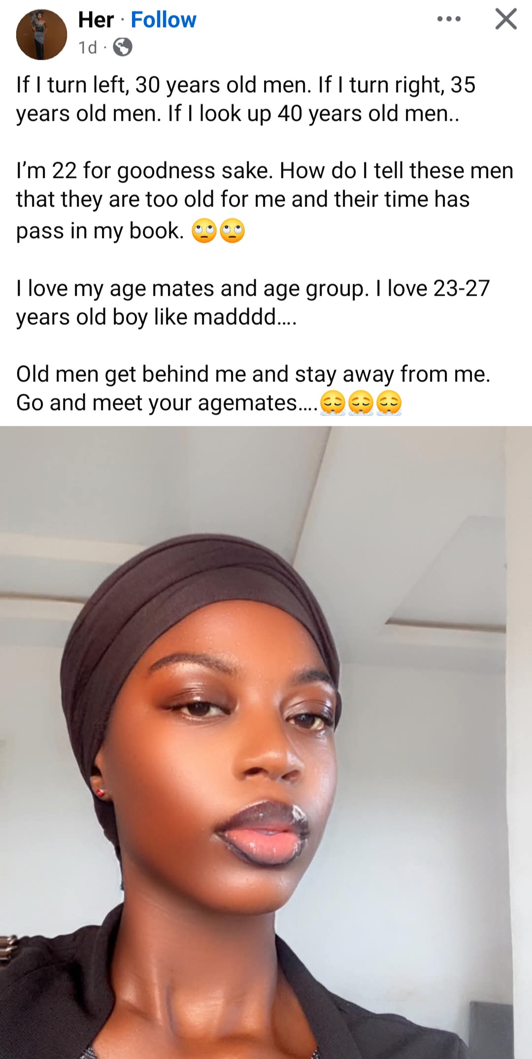 22-year-old influencer tells 30+ men to leave her alone and look for their age mates