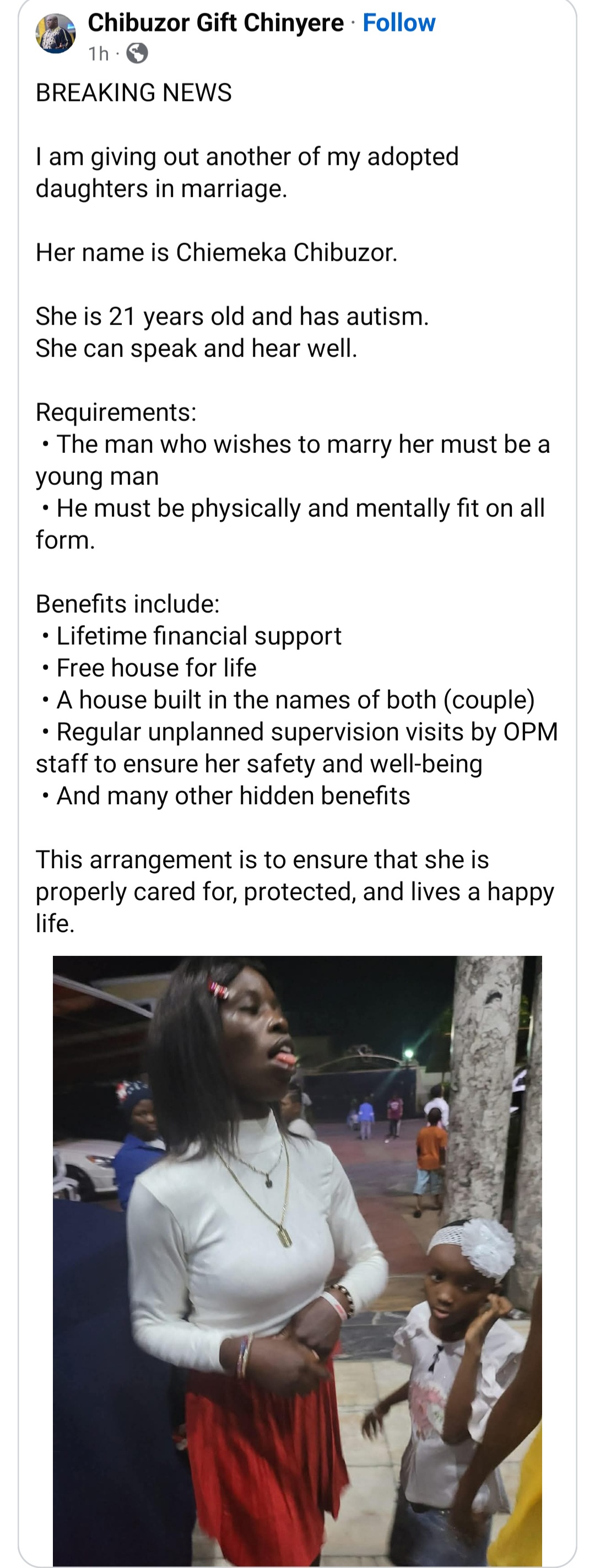 OPM pastor seeks paid husband for autistic daughter weeks after marrying off autistic son