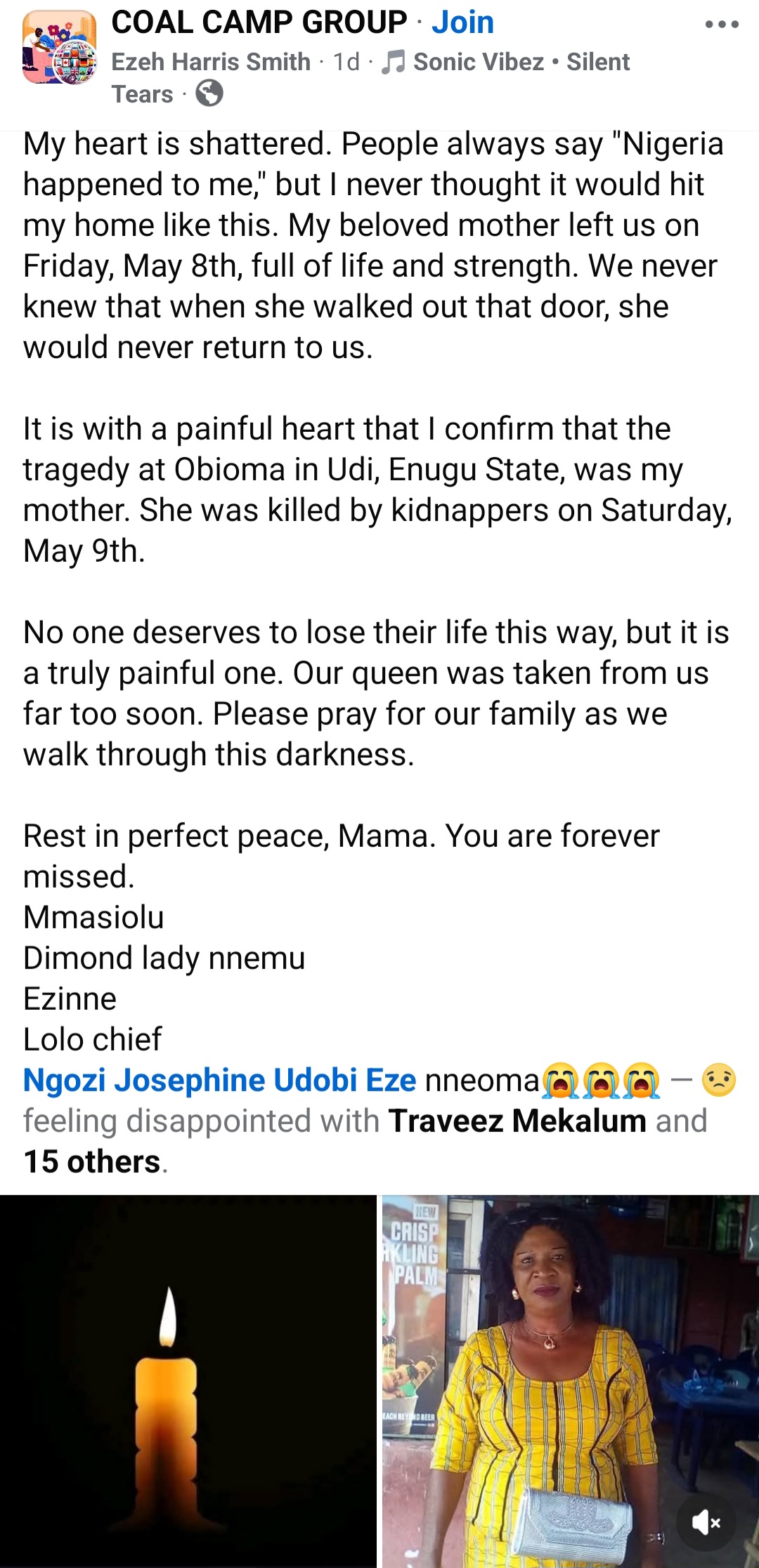 âWhen people say Nigeria happened to me I never thought it would hit my homeâ â Man laments as his mother is k!lled by kidnappers