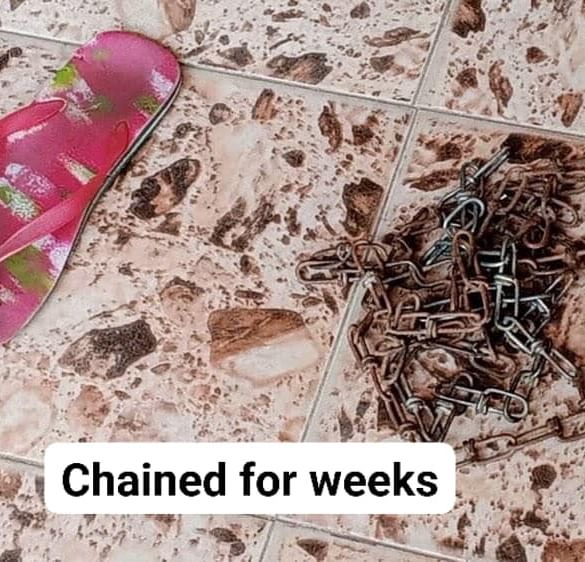 Horrific photos of a child brutalized and chained for weeks by his guardian in Abia