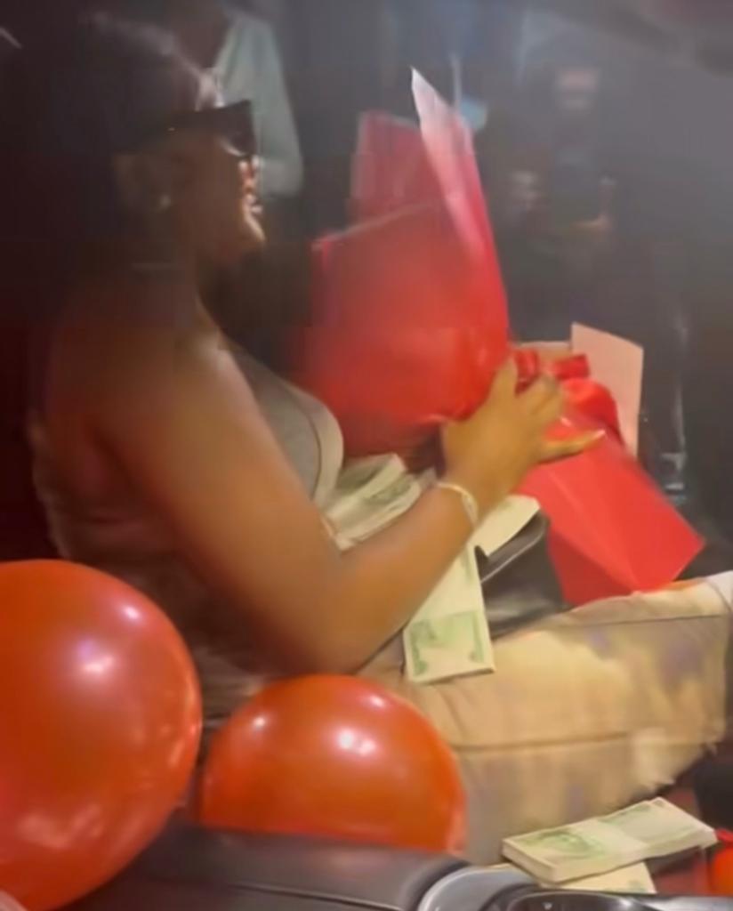 Naira rain as BBNaija?s Chomzy celebrated her birthday (video)