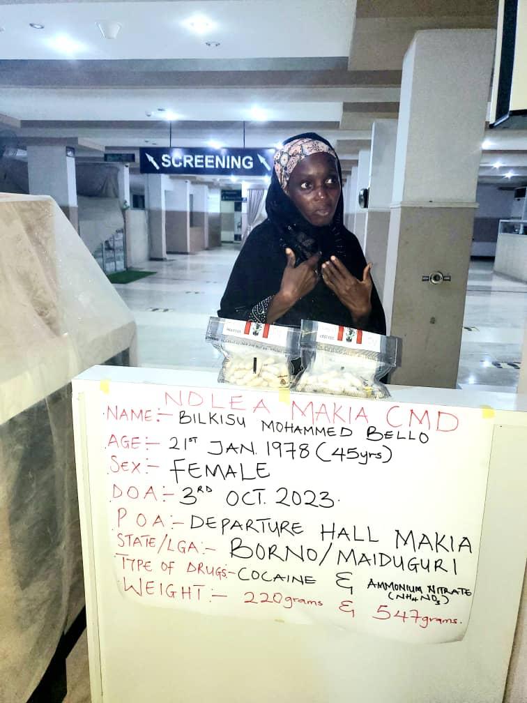 NDLEA arrests 67-year-old at Abuja airport for ingesting 100 wraps of cocaine; Nabs Saudi-bound lady with 52 pellets at Kano airport (photos/video)
