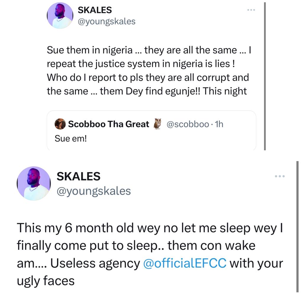 Singer Skales calls out suspected EFCC operatives for raiding his house in the early hours of today over fraud allegations