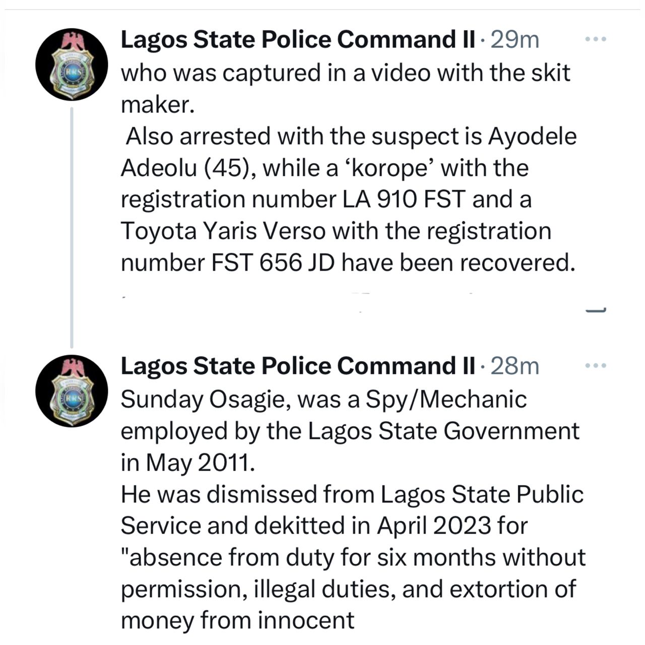 Update: Police confirm arrest of men who robbed skitmaker, Ekwutosi Philo