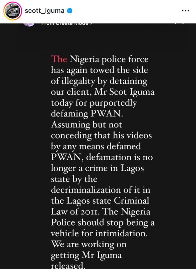 Lagos police command confirms arrest of social critic, Scott Iguma