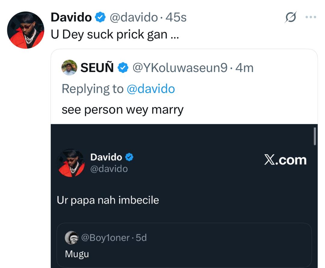 Between Davido and an X-user who said no one takes him serious in the music industry