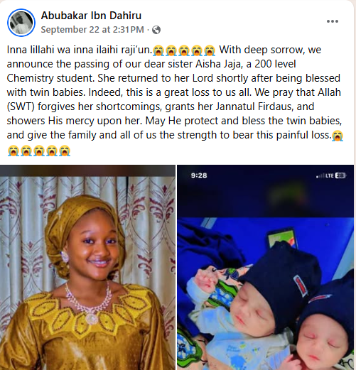 Sokoto varsity community mourns as 200-level student d!es shortly after giving birth to twins