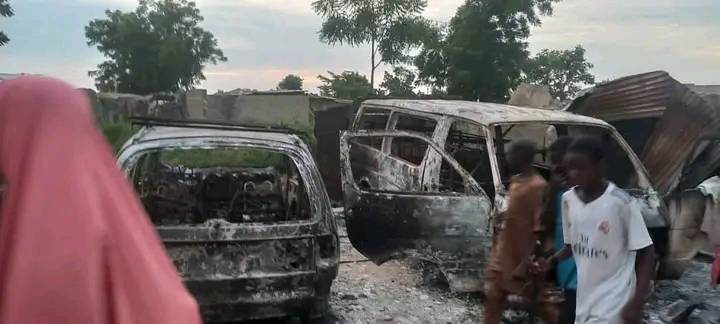 Boko Haram terrorists k!ll three, set palace, houses and vehicles ablaze in Borno
