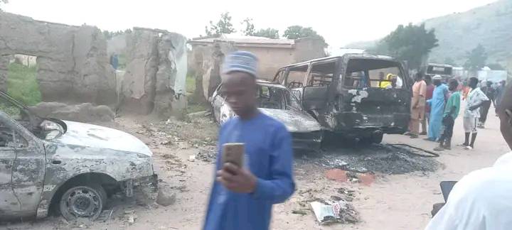 Boko Haram terrorists k!ll three, set palace, houses and vehicles ablaze in Borno