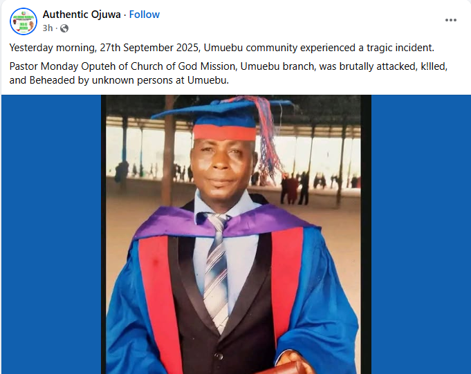 Unknown assailants behead pastor in Delta community