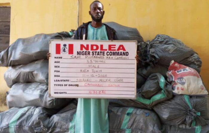 Fleeing banditsâ€™ drug supplier â€˜Gamboliâ€™ arrested in Niger state as NDLEA intercepts US, Canada, Sweden-bound opioids in black soup containers and designer wears