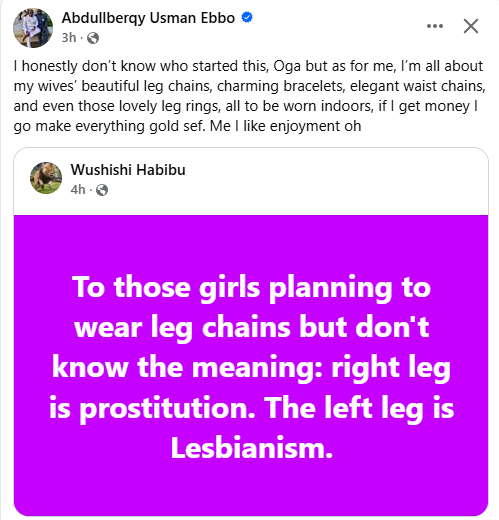 Iâ€™m all about my wivesâ€™ beautiful leg and waist chains - Governor Bago's aide says after Niger State official claimed leg chains mean pr0stitution and lesbianism